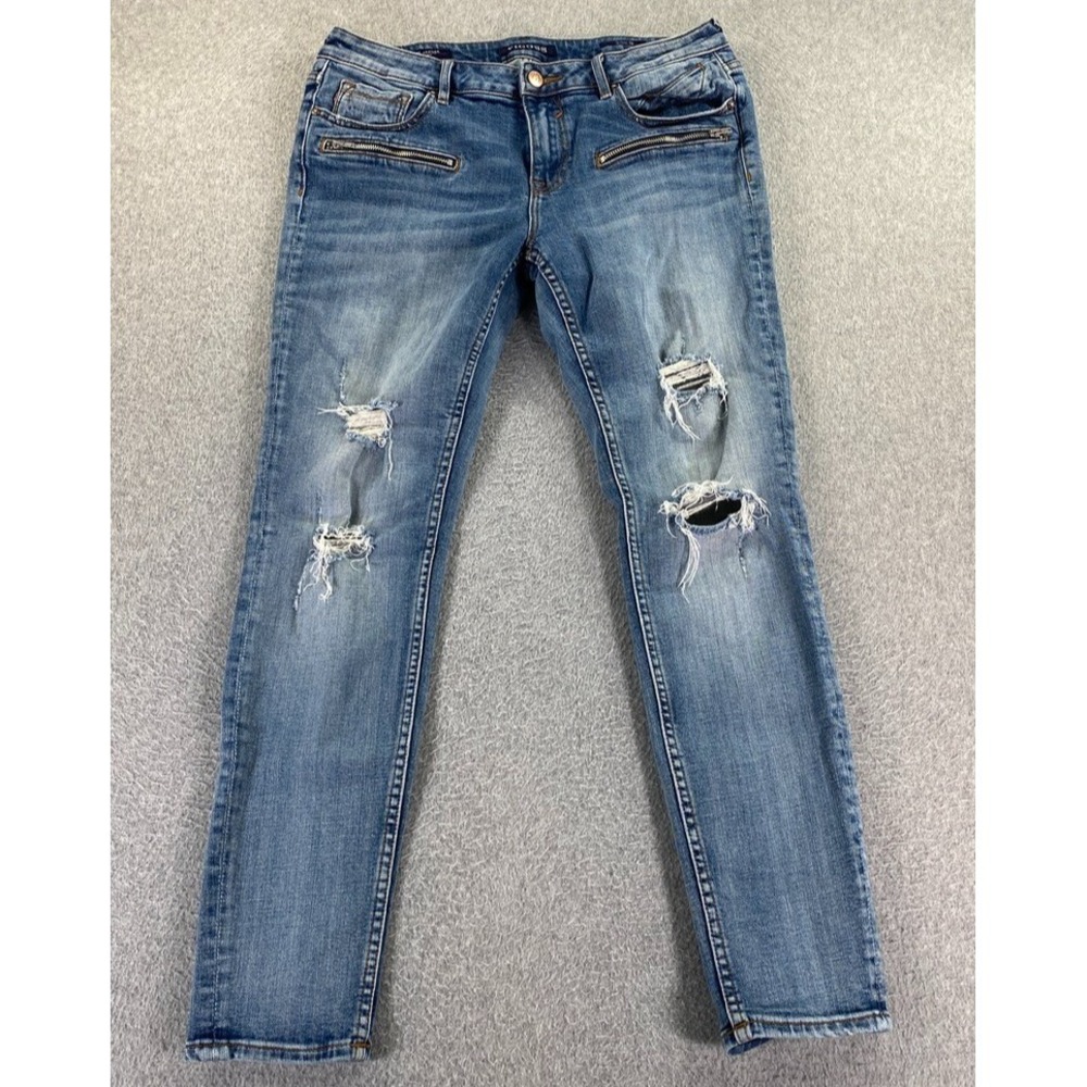 Vigoss Jagger Skinny Jeans Women's 30 Mid Rise Med Wash Fade Distressed Retro